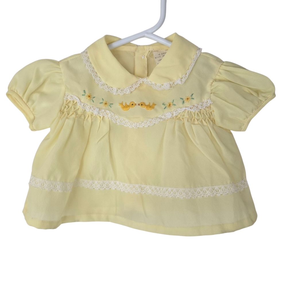 Vintage Baby Dress Yellow With Two Birds Size 6M